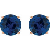 14K Rose 7 mm Lab-Grown Blue Sapphire Stud Earrings